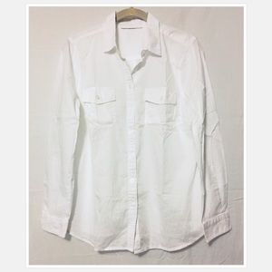 LOFT Button-Down Collared Long Sleeve Cotton Shirt